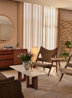 Androgyne Lounge Table, grey galaxy marble/wood fra Audo Copenhagen