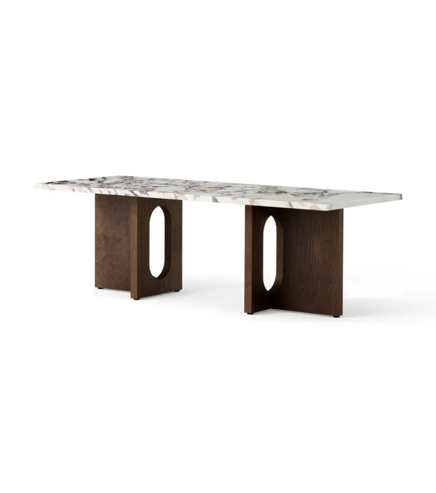 Androgyne Lounge Table, grey galaxy marble/wood fra Audo Copenhagen