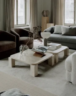 Atlas Sofabord 820x820, Costa Black Marble fra New Works