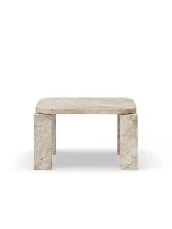 Atlas Sofabord 600x600, Unfilled Travertine fra New Works