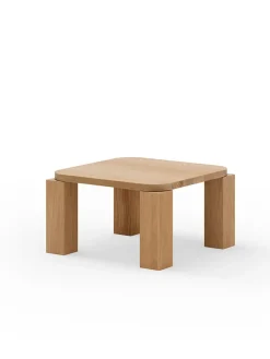 Atlas Sofabord 600x600, Unfilled Travertine fra New Works