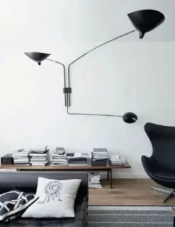 Big Wall Lamp w/3 Rotating Straight Arms af Serge Mouille