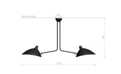 Ceiling Lamp w/2 Fixed Arms af Serge Mouille