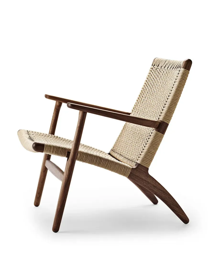 CH25 Loungestol, eg sortmalet med naturflet af Hans J. Wegner