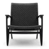 CH25 Loungestol, eg sortmalet med sort flet af Hans J. Wegner