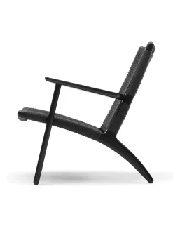 CH25 Loungestol, eg sortmalet med sort flet af Hans J. Wegner