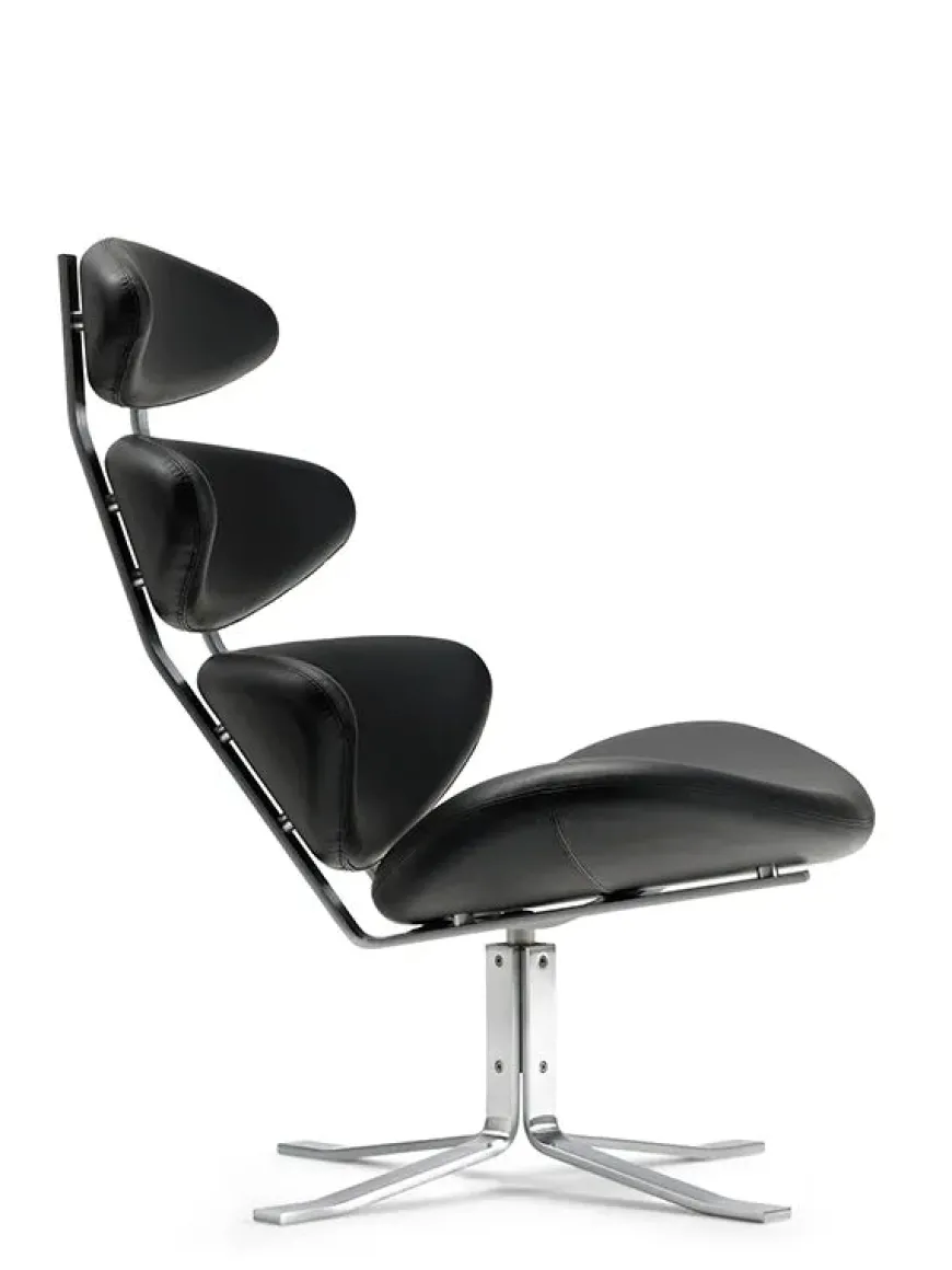 Corona Stol, sort omni 301 læder fra Erik Jørgensen