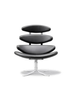 Corona Stol, sort omni 301 læder fra Erik Jørgensen