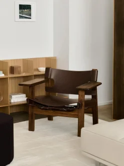 Den Spanske Stol i cognac læder, eg lys olie af Børge Mogensen