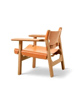 Den Spanske Stol i cognac læder, eg lys olie af Børge Mogensen