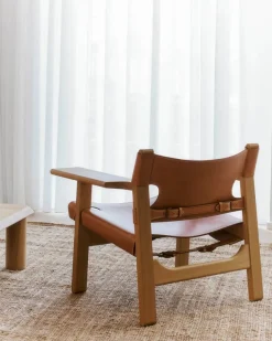 Den Spanske Stol i cognac læder, eg lys olie af Børge Mogensen