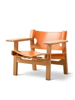 Den Spanske Stol i cognac læder, eg olie af Børge Mogensen