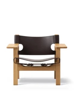 Den Spanske Stol i mørkebrun læder, Røget eg olie af Børge Mogensen