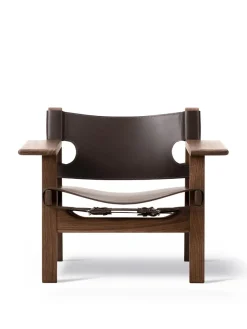 Den Spanske Stol i mørkebrun læder, Røget eg olie af Børge Mogensen