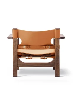 Den Spanske Stol i naturfarvet læder, eg olie af Børge Mogensen