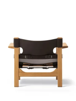 Den Spanske Stol i naturfarvet læder, eg olie af Børge Mogensen