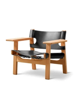 Den Spanske Stol i naturfarvet læder, eg sæbe af Børge Mogensen