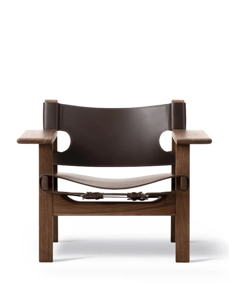 Den Spanske Stol i sort læder, eg sæbe af Børge Mogensen