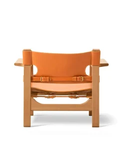 Den Spanske Stol i sort læder, eg sæbe af Børge Mogensen