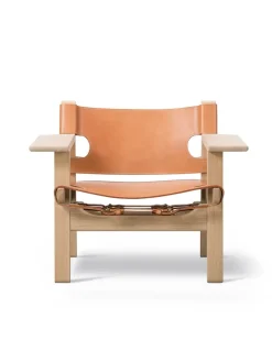 Den Spanske Stol i sort læder, eg sæbe af Børge Mogensen