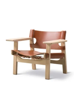 Den Spanske Stol i sort læder, røget eg olie af Børge Mogensen