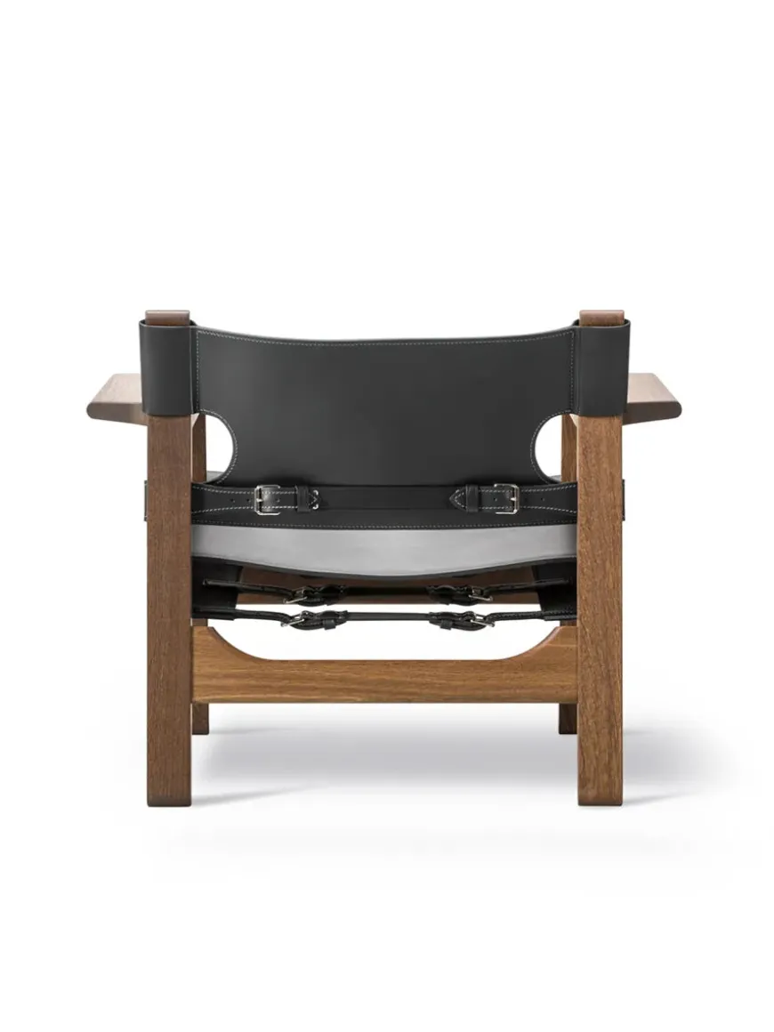 Den Spanske Stol i sort læder, røget eg olie af Børge Mogensen