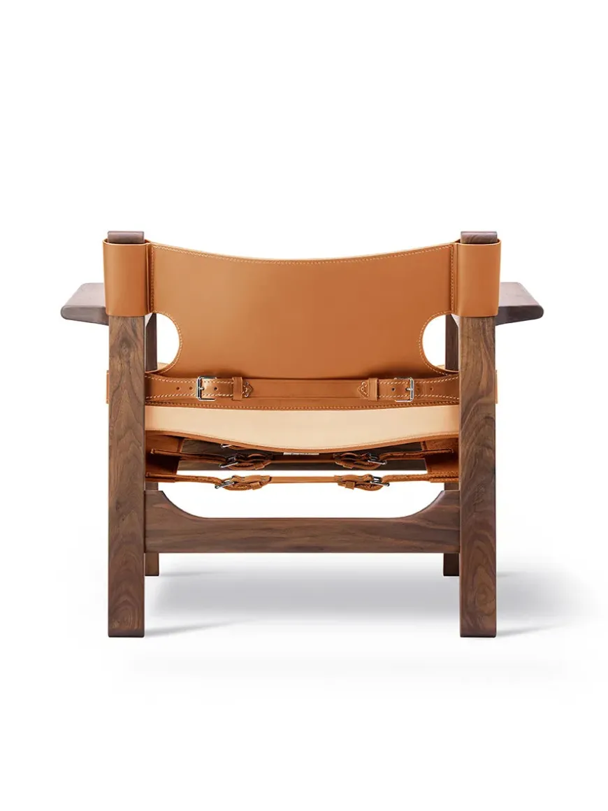 Den Spanske Stol i sort læder, røget eg olie af Børge Mogensen