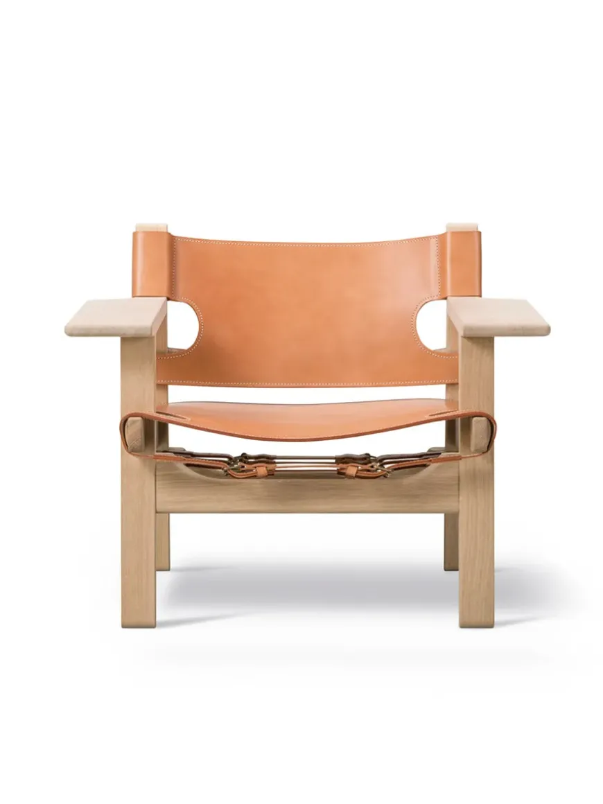 Den Spanske Stol i sort læder, røget eg olie af Børge Mogensen