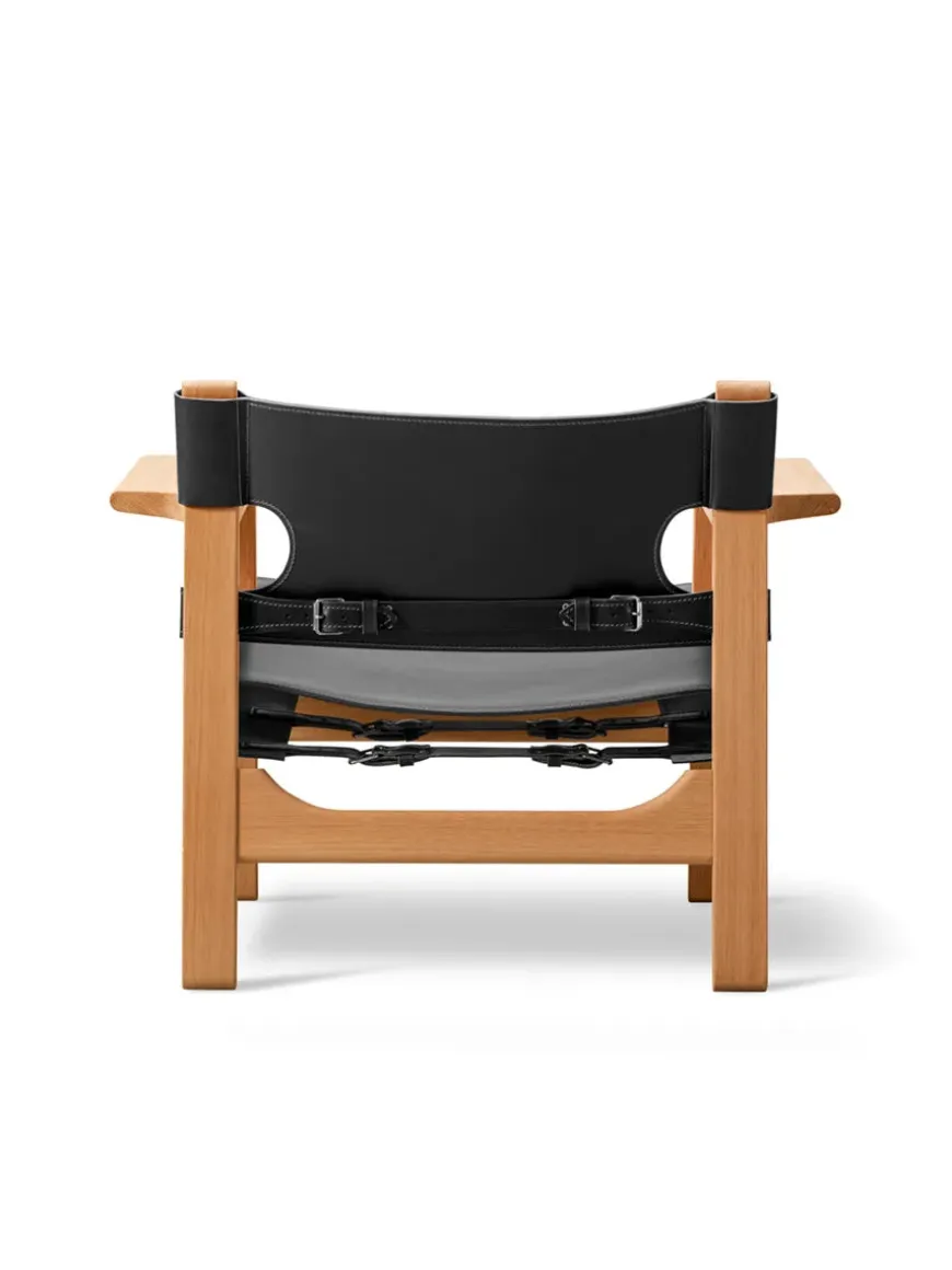 Den Spanske Stol i sort læder, røget eg olie af Børge Mogensen