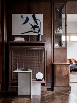 Distinct Side Table, Dark Brown Travertine fra Ferm Living