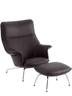 Doze Lounge Chair inkl. Fodskammel, cognac refine leather fra Muuto