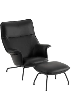 Doze Lounge Chair inkl. Fodskammel, black refine leather fra Muuto