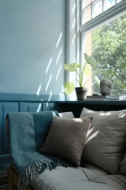 Drejø Plaid, aqua fra Silkeborg Uldspinderi