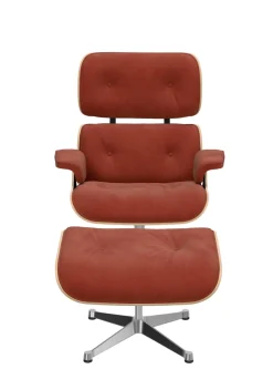 Eames Lounge Chair, kirsebær, calma brandy inkl. Fodskammel fra Vitra