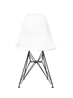 Eames Plastic Side Chair DSR, sort pulverlakeret fra Vitra