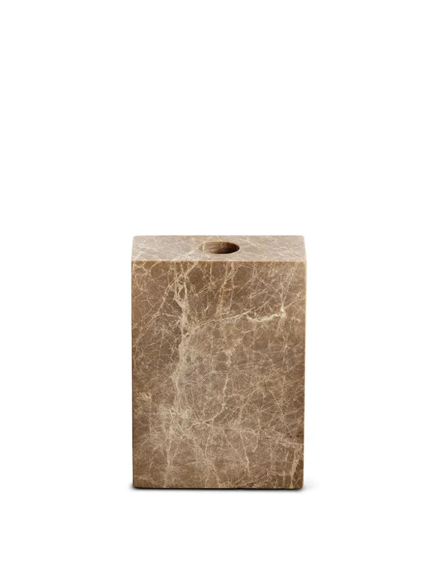 Epode Lysestage 8,5 cm, travertin silver fra Wabi Sabi Nordic