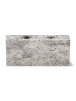 Epode Lysestage 14 cm, travertin silver fra Wabi Sabi Nordic