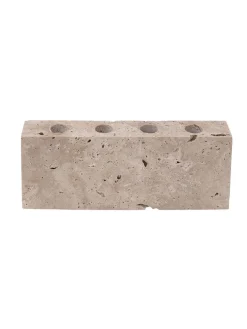 Epode Lysestage 25 cm, travertin silver fra Wabi Sabi Nordic