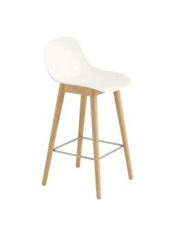 Fiber Bar Stool Wood w. back fra Muuto