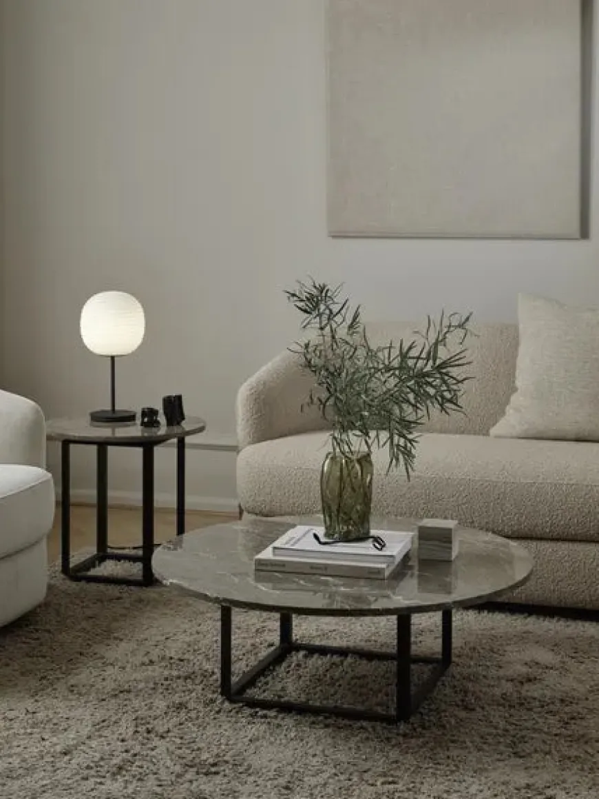 Florence Sofabord Ø90, gris du marais/beige grey fra New Works