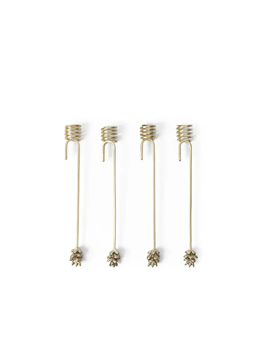 Forest Christmas Tree Candle Holders, sæt á 4 stk., brass fra Ferm Living