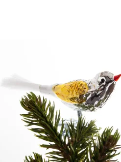 Fugl m. Klemme 10 cm, sølvfarvet/rød fra Brink Nordic