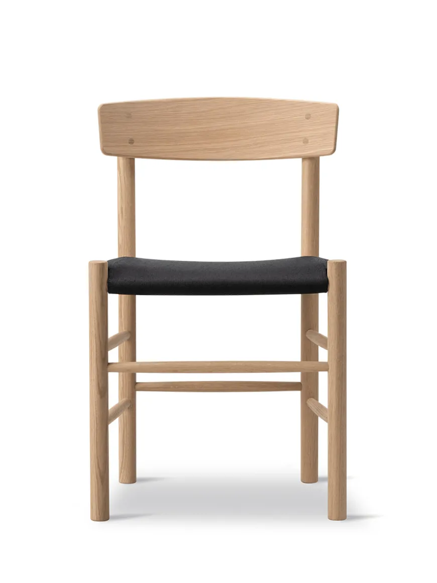 J39 Folkestolen Sædepolstret, Cognac Læder af Børge Mogensen