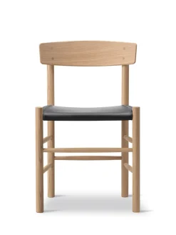 J39 Folkestolen Sædepolstret, Cognac Læder af Børge Mogensen