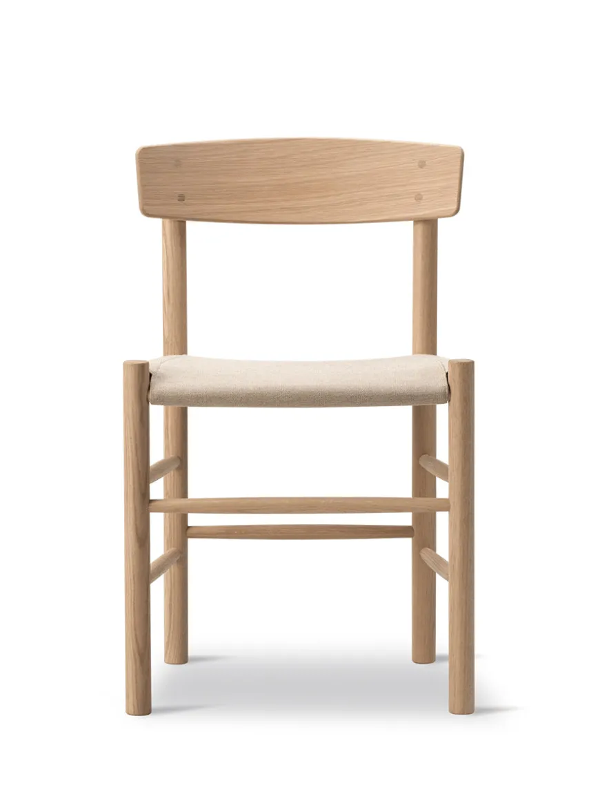 J39 Folkestolen Sædepolstret, Cognac Læder af Børge Mogensen