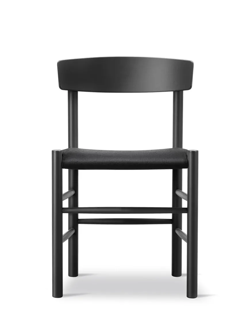 J39 Folkestolen Sædepolstret, Cognac Læder af Børge Mogensen