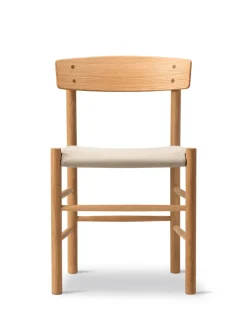 J39 Folkestolen Sædepolstret, Mørkebrun Læder af Børge Mogensen