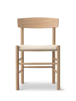 J39 Folkestolen Sædepolstret, Mørkebrun Læder af Børge Mogensen