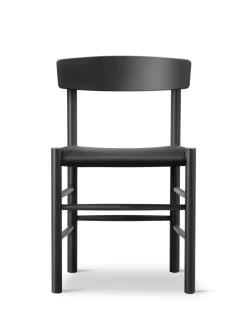 J39 Folkestolen Sædepolstret, Mørkebrun Læder af Børge Mogensen