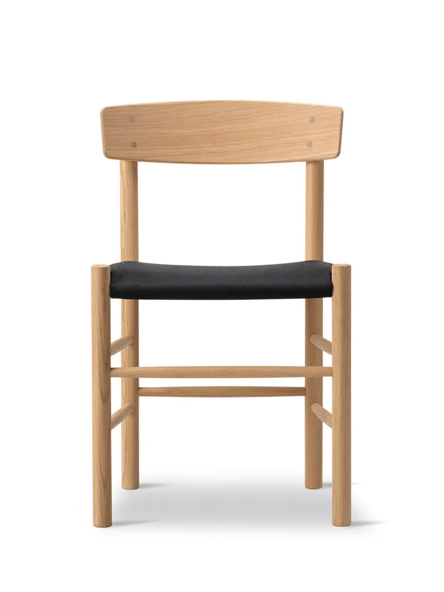 J39 Folkestolen Sædepolstret, Mørkebrun Læder af Børge Mogensen